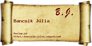 Bancsik Júlia névjegykártya